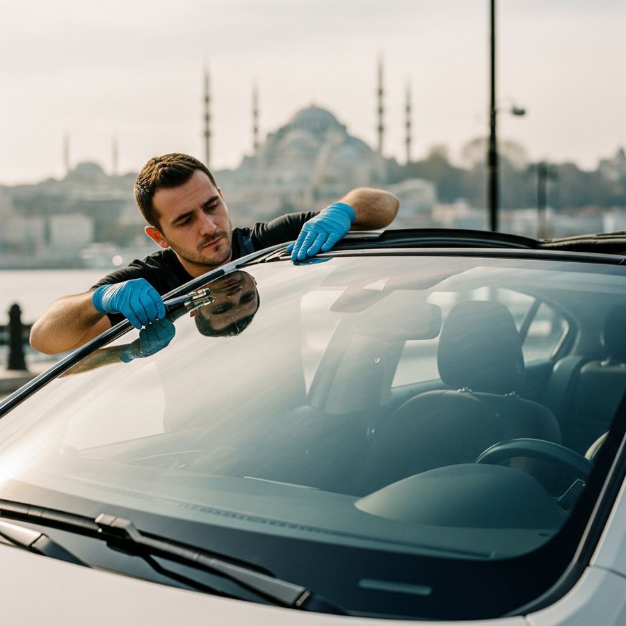 Ön camda çatlak tamiri uygulaması – Söğüt Cam Pendik